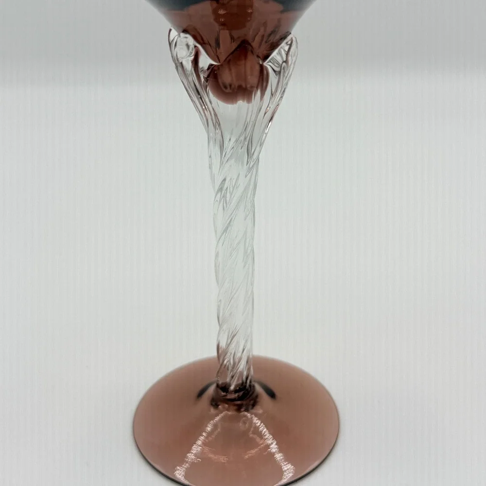 1960s Italian Blefeld Harlequin Twisted-Stem Champagne Coupes, Set of 3